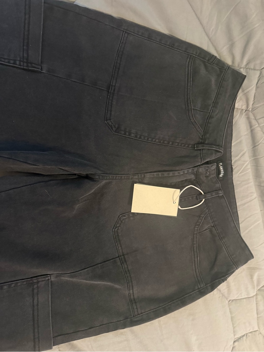 Flamingals Wide Leg Cargo Pants in Black - Picture 2 of 6